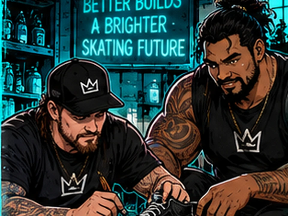 Aaron and Abe working together on a custom roller skate build