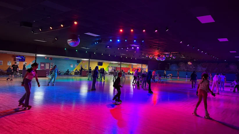 Colorful indoor roller rink