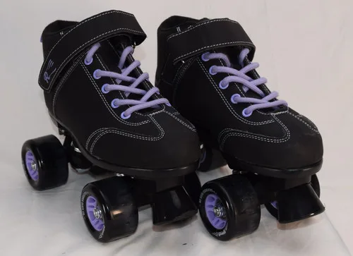 Slightly Used Sure-Grip Rincon Indoor/Outdoor Speed Skates | Black/Purple, Men's 5 (Ladies' 4)